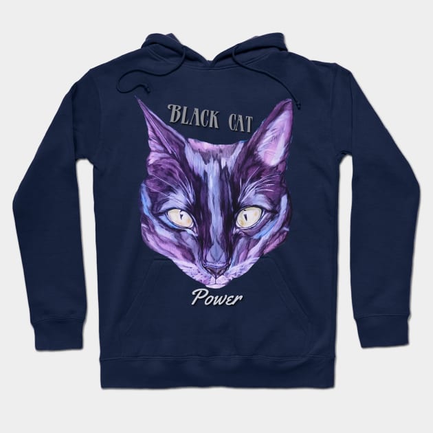 Black Cat Power Cat Face Cat Power Hoodie TeePublic